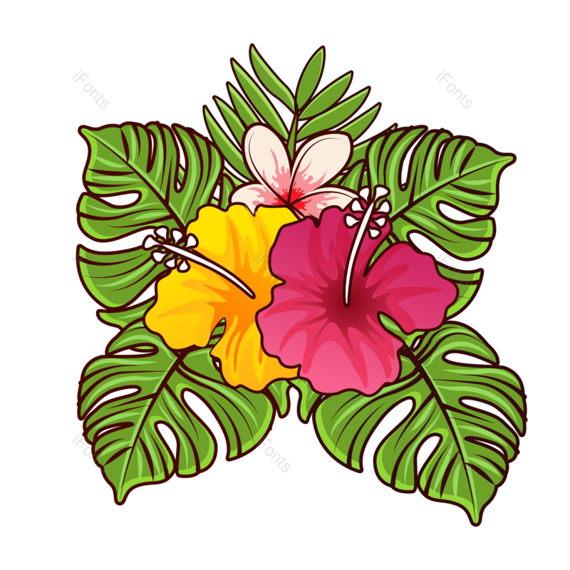 叶子图片,黄花元素,花卉PNG,花草免抠素材